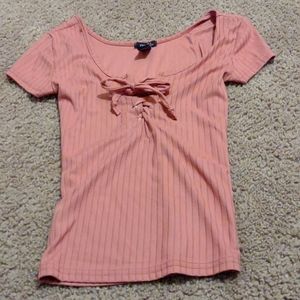 Pink Lace up shirt